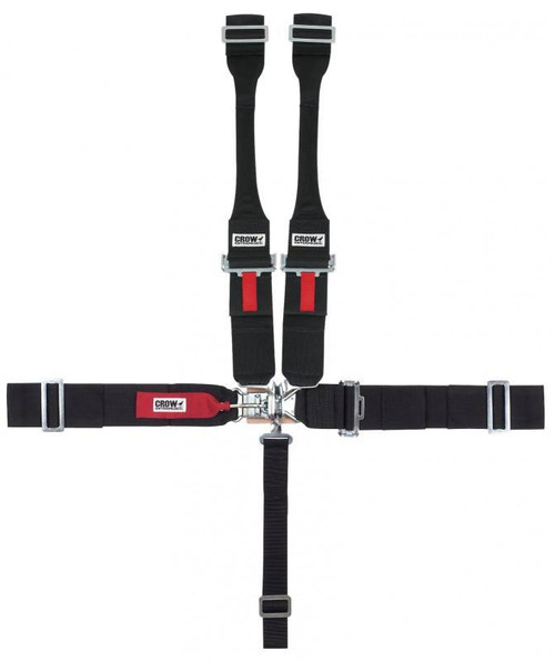 Harness - 5 Point - Latch and Link - SFI 16.1 - Pull Down Adjust - Left Adjust Only - Wrap Around - Individual Harness - HANS Ready - Black - Kit