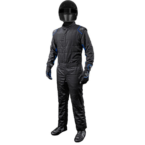 Suit - Outlaw - Driving - 1-Piece - SFI 3.2A/5 - Double Layer - Nomex - Black / Blue - 2X-Large - Each