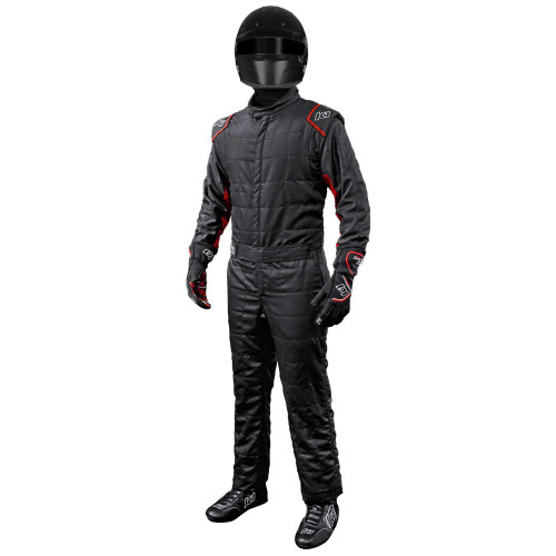 Suit - Outlaw - Driving - 1-Piece - SFI 3.2A/5 - Double Layer - Nomex - Black / Red - 4X-Large - Each