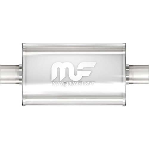 Muffler - 3 in Center Inlet - 3 in Center Outlet - 14 x 8 x 5 in Oval Body - 20 in Long - Stainless - Natural - Universal - Each