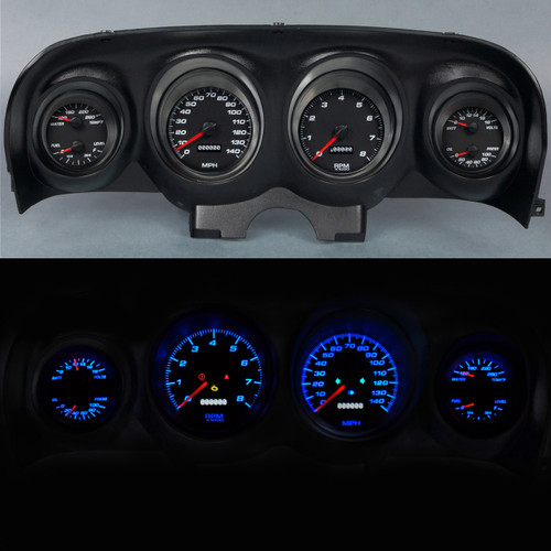 Gauge Kit - Direct Fit Performance II - Analog - Fuel Level / Oil Pressure / Water Temperature / Voltmeter / Tachometer / Speedometer - Black Face - Ford Mustang 1969-70 - Kit