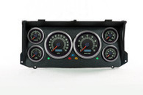 Gauge Kit - 69 Series - Analog - Fuel Level / Oil Pressure / Water Temperature / Voltmeter / Tachometer / Speedometer - Black Face - Ford Fullsize Truck 1973-79 - Kit