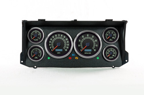 Gauge Kit - 69 Series - Analog - Fuel Level / Oil Pressure / Water Temperature / Voltmeter / Tachometer / Speedometer - Black Face - Ford Fullsize Truck 1973-79 - Kit