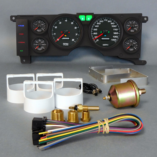 Gauge Kit - Performance II - Analog - Fuel Level / Oil Pressure / Water Temperature / Voltmeter / Tachometer / Speedometer - Black Face - Ford Mustang 1978-86 - Kit