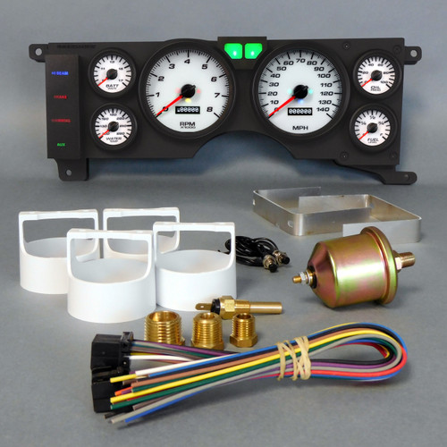 Gauge Kit - Performance II - Analog - Fuel Level / Oil Pressure / Water Temperature / Voltmeter / Tachometer / Speedometer - White Face - Ford Mustang 1978-86 - Kit