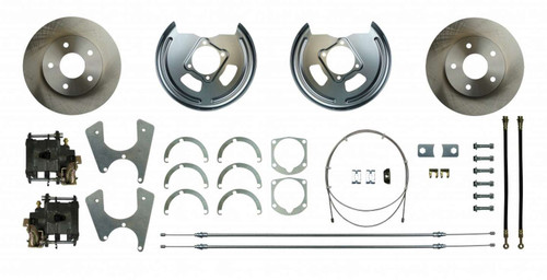 Brake System - Disc Conversion - Rear - 1 Piston Caliper - 11.000 in Plain Rotor - Offset Hat - Iron - Natural - GM 10-Bolt / 12-Bolt - Kit
