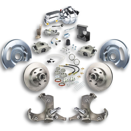 Brake System - Street Series - Disc Conversion - Front - 1 Piston Caliper - 11.000 in Rotors - Iron - Natural - 2WD - GM Fullsize Truck 1967-70 - Kit Brake System - Street Series - Disc Conversion - Front - 1 Piston Caliper - 11.000 in Rotors - Iron - Natural - 2WD - GM Fullsize Truck 1967-70 - Kit
