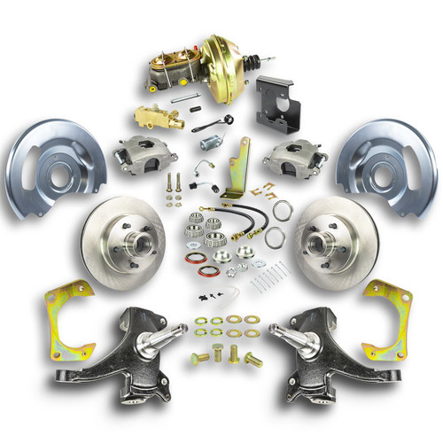Brake System - Street Series - Disc Conversion - Front - 1 Piston Caliper - 11.000 in Rotors - 2 in Drop Spindles - Iron - Natural - 2WD - GM Fullsize Truck 1967-70 - Kit