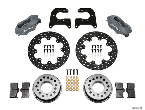 Brake System - Forged Dynalite - Rear - 4 Piston Caliper - 11.440 in Drilled Steel Rotor - Offset Hat - Aluminum - Gray Anodized - Mopar / Dana - Kit