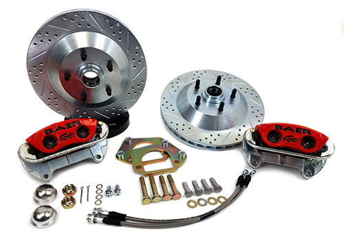 Brake System - Classic Series - Rear - 2 Piston Caliper - 13 in Drilled / Slotted Iron Rotor - 1-Piece Rotor - Aluminum - Red Powder Coat - GM A-Body / F-Body / X-Body 1964-74 - Kit
