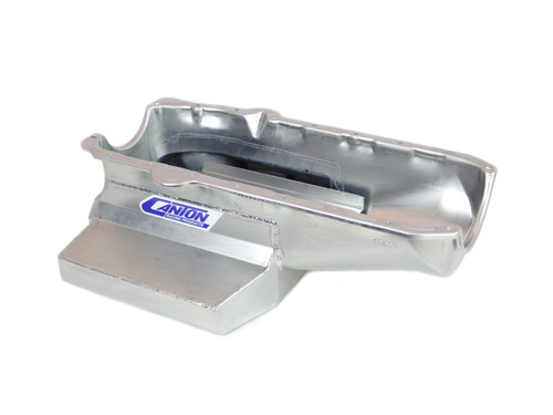 Engine Oil Pan - Oval Track - Rear Sump - 8 qt - 7 in Deep - Steel - Cadmium - 2 Piece Seal - Small Block Chevy - Each