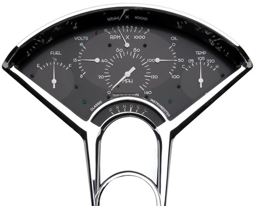 Gauge Kit - Bel Era - Analog - Fuel Level / Oil Pressure / Speedometer / Tachometer / Voltmeter / Water Temperature - Black Face - Bel Air - Chevy Fullsize Car 1955-56 - Kit