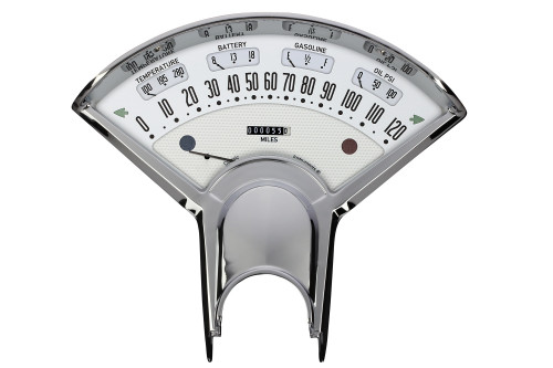 Gauge Kit - Bel Era III - Analog - Fuel Level / Oil Pressure / Speedometer / Tachometer / Voltmeter / Water Temperature - White Face - Bel Air - Chevy Fullsize Car 1955-56 - Kit