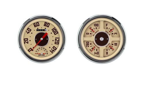 Gauge Kit - GMC Truck Package - Analog - Fuel Level / Oil Pressure / Speedometer / Tachometer / Voltmeter / Water Temperature - Tan Face - GM Fullsize Truck 1947-53 - Kit Gauge Kit - GMC Truck Package - Analog - Fuel Level / Oil Pressure / Speedometer / Tachometer / Voltmeter / Water Temperature - Tan Face - GM Fullsize Truck 1947-53 - Kit
