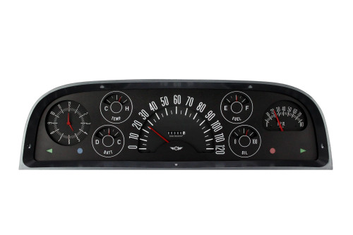 Gauge Kit - Direct-Fit - Analog - Clock / Fuel Level / Oil Pressure / Speedometer / Tachometer / Voltmeter / Water Temperature - Black Face - GM Fullsize Truck 1960-63 - Kit