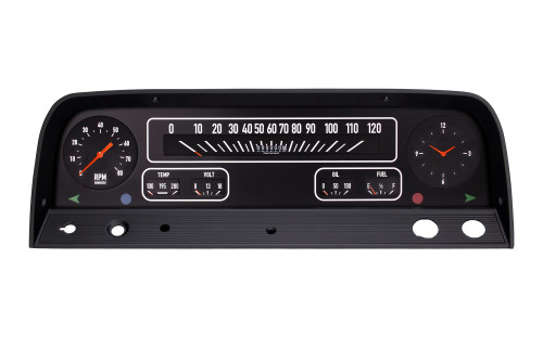 Gauge Kit - Direct-Fit - Analog - Clock / Fuel Level / Oil Pressure / Speedometer / Tachometer / Voltmeter / Water Temperature - Black Face - GM Fullsize Truck 1964-66 - Kit