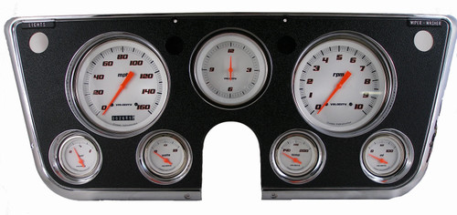 Gauge Kit - Velocity Series - Analog - Clock / Fuel Level / Oil Pressure / Speedometer / Tachometer / Voltmeter / Water Temperature - White Face - GM Fullsize Truck 1967-72 - Kit