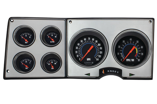 Gauge Kit - Direct-Fit - Analog - Fuel Level / Oil Pressure / Speedometer / Tachometer / Voltmeter / Water Temperature - Black Face - GM Fullsize SUV / Truck 1973-87 - Kit Gauge Kit - Direct-Fit - Analog - Fuel Level / Oil Pressure / Speedometer / Tachometer / Voltmeter / Water Temperature - Black Face - GM Fullsize SUV / Truck 1973-87 - Kit