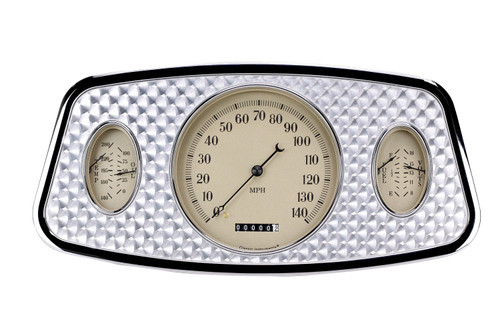 Gauge Kit - Direct-Fit - Analog - Fuel Level / Oil Pressure / Speedometer / Voltmeter / Water Temperature - Beige Face - Ford Fullsize Car 1933-34 - Kit Gauge Kit - Direct-Fit - Analog - Fuel Level / Oil Pressure / Speedometer / Voltmeter / Water Temperature - Beige Face - Ford Fullsize Car 1933-34 - Kit