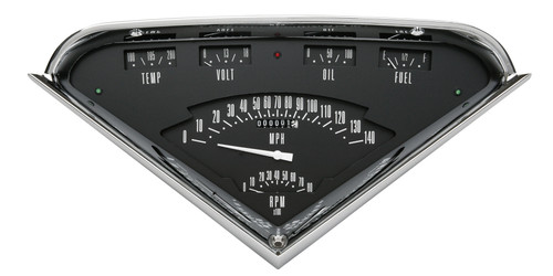 Gauge Kit - Tach Force - Analog - Water Temperature / Voltmeter / Oil Pressure / Fuel Pressure / Tachometer / Speedometer - Black / Chrome Panel - GM Fullsize Truck 1955-59 - Kit Gauge Kit - Tach Force - Analog - Water Temperature / Voltmeter / Oil Pressure / Fuel Pressure / Tachometer / Speedometer - Black / Chrome Panel - GM Fullsize Truck 1955-59 - Kit