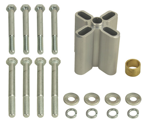 Fan Spacer - 2.5 in Thick - Bushing / Hardware Included - Aluminum - Clear Anodized - Chevy V8 / Ford V8 - Each