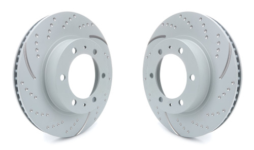 Brake Rotor - GD Sport - Front - Directional / Dimpled / Slotted - 12.600 in OD - Iron - Gray Paint - Toyota 2003-23 - Pair