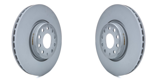 Brake Rotor - Premium - Front - 12.300 in OD - 25 mm Thick - 5 x 112 mm Bolt Pattern - Iron - Gray Paint - Audi 2006-24 / Volkswagen 2005-24 - Pair