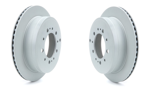 Brake Rotor - Premium - Rear - 13.600 in OD - 18 mm Thick - 5 x 150 mm Bolt Pattern - Iron - Gray Paint - Lexus 2008-24 / Toyota 2007-22 - Pair