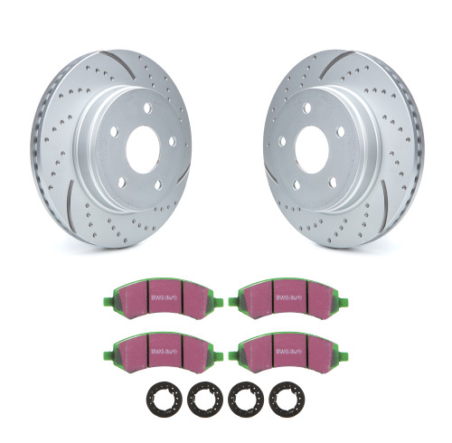Brake Rotor and Pad Kit - GD Sport - Front - Directional - Organic Pads - Iron - Gray Paint - Mopar 2006-24 - Kit