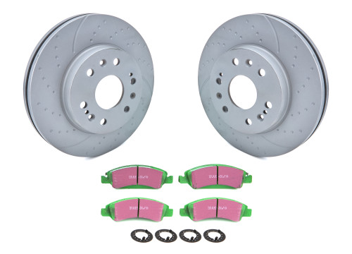Brake Rotor and Pad Kit - GD Sport - Front - Directional - Organic Pads - Iron - Gray Paint - GM 2008-20 - Kit