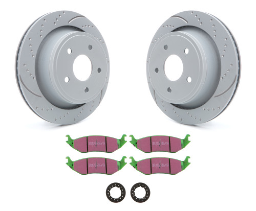 Brake Rotor and Pad Kit - GD Sport - Rear - Directional - Organic Pads - Iron - Gray Paint - Mopar 2002-24 - Kit