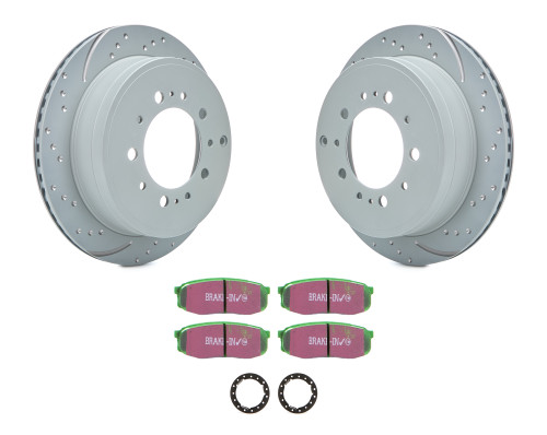 Brake Rotor and Pad Kit - GD Sport - Rear - Directional - Organic Pads - Iron - Gray Paint - Lexus 2008-24 / Toyota 2007-22 - Kit