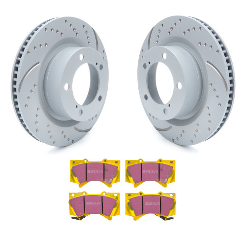 Brake Rotor and Pad Kit - GD Sport - Front - Directional - Aramid Fiber Pads - Iron - Gray Paint - Lexus 2017-24 / Toyota 2007-22 - Kit