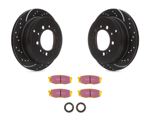 Brake Rotor and Pad Kit - GD Sport - Rear - Directional - Aramid Fiber Pads - Iron - Gray Paint - Lexus 2008-24 / Toyota 2007-22 - Kit