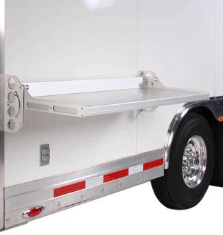 Trailer Table - Fold Down - Wall Mount - 49-1/4 x 20-1/8 in - Aluminum - Black Anodized - Each