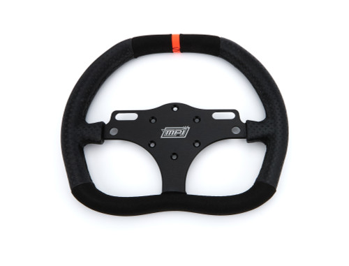 Steering Wheel - Road Course / Track Days - 12 in Diameter - D-Shaped - Flat - 3-Spoke - Black Alcantara Grip - Orange Stripe - Aluminum - Black Anodized - Each