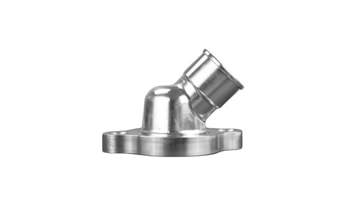 Water Neck - 45 Degree - 1-1/2 in ID Hose Barb - O-Ring / Hardware Included - Aluminum - Clear Anodized - Chevy V8 - Each