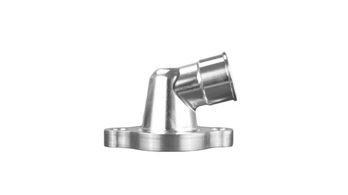 Water Neck - 15 Degree - 1-1/2 in ID Hose Barb - O-Ring / Hardware Included - Aluminum - Clear Anodized - Chevy V8 - Each