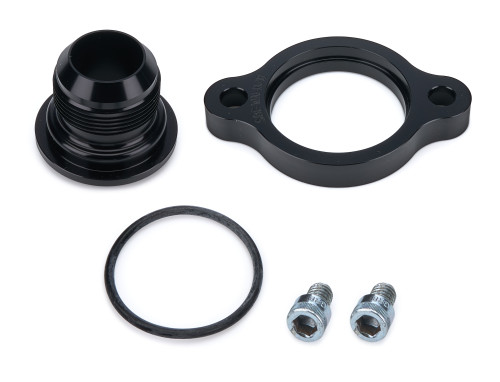 Water Neck - Straight - 20 AN Male - O-Ring / Hardware Included - Aluminum - Black Anodized - Chevy V8 - Each
