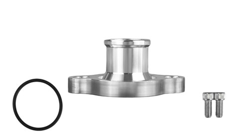 Water Neck - Straight - 1-1/2 in ID Hose Barb - O-Ring / Hardware Included - Aluminum - Clear Anodized - GM LS-Series - Each