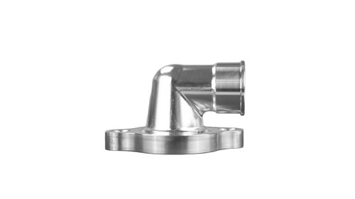 Water Neck - 90 Degree - 1-1/2 in ID Hose Barb - O-Ring / Hardware Included - Aluminum - Clear Anodized - GM LS-Series - Each