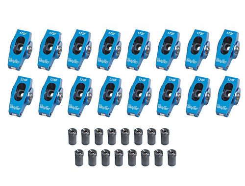 Rocker Arm - 7/16 in Stud - 1.73 Ratio - Full Roller - Aluminum - Blue Anodized - Big Block Ford - Set of 16