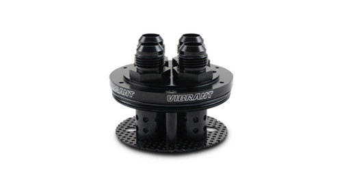 Catch Can Lid - 4-Port - 12 AN Ports - Fittings / Filter Barrels Included - Aluminum - Black Anodized - Each