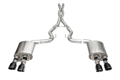 Exhaust System - Xtreme - Cat-Back - 3 in Diameter - 4.5 in Black Polished Tips - Stainless - Natural - Ford Coyote - Ford Mustang 2024 - Kit