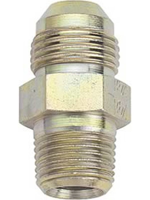 Fitting - Adapter - Straight - 8 AN Male to 3/8 in NPT Male - Steel - Zinc Oxide - Each Fitting - Adapter - Straight - 8 AN Male to 3/8 in NPT Male - Steel - Zinc Oxide - Each