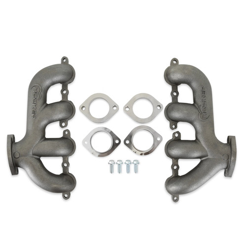 Exhaust Manifold - BlackHeart - Rear Dump - 2-1/2 in Outlet - Cast Iron - Natural - GM LS-Series - Pair
