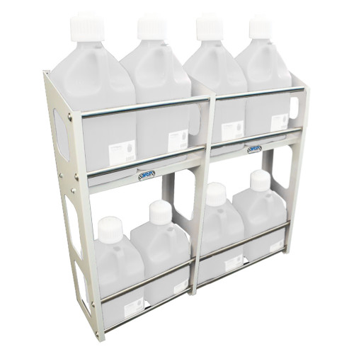 Utility Jug Rack - 8 Bay - 42.375 x 44 x 12 in - Aluminum - White Powder Coat - Each