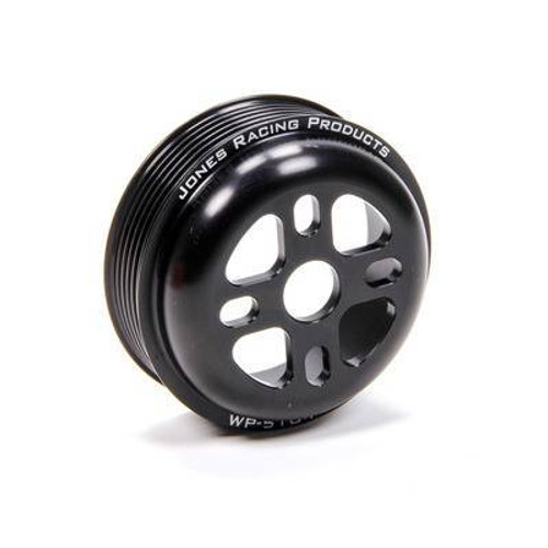 Water Pump Pulley - Serpentine - 6-Rib - 4.5 in Diameter - 5/8 in or 3/4 in Shaft - 4-Bolt Pattern - Aluminum - Black Anodized - Universal - Each