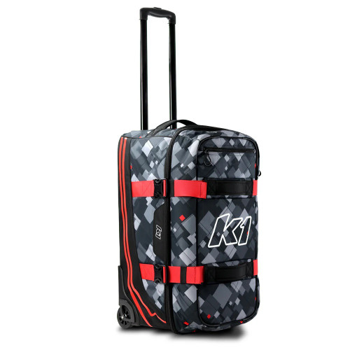 Gear Bag - Nomad II - 33 in Long x 13 in Wide x 15 in Tall - Roller Wheels - Buckle / Zipper Closure - Retractable Handle - K1 Logo - Polyester - Black / Gray / Red / White - Each Gear Bag - Nomad II - 33 in Long x 13 in Wide x 15 in Tall - Roller Wheels - Buckle / Zipper Closure - Retractable Handle - K1 Logo - Polyester - Black / Gray / Red / White - Each