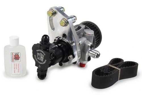 Power Steering Pump - Elite Series - Tandem Fuel Pump - Bellhousing Mount - Pulley / Belt / Bracket / Hardware Included - Aluminum - Black Anodized / Natural - Kit